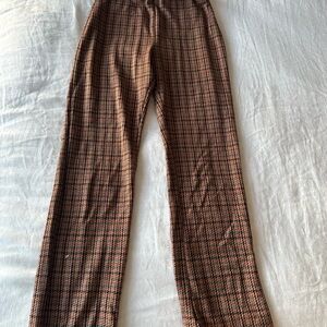 Multicolor Orange Plaid Pants